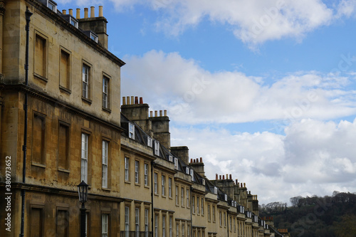 Townhouses and chimneys in Bath England