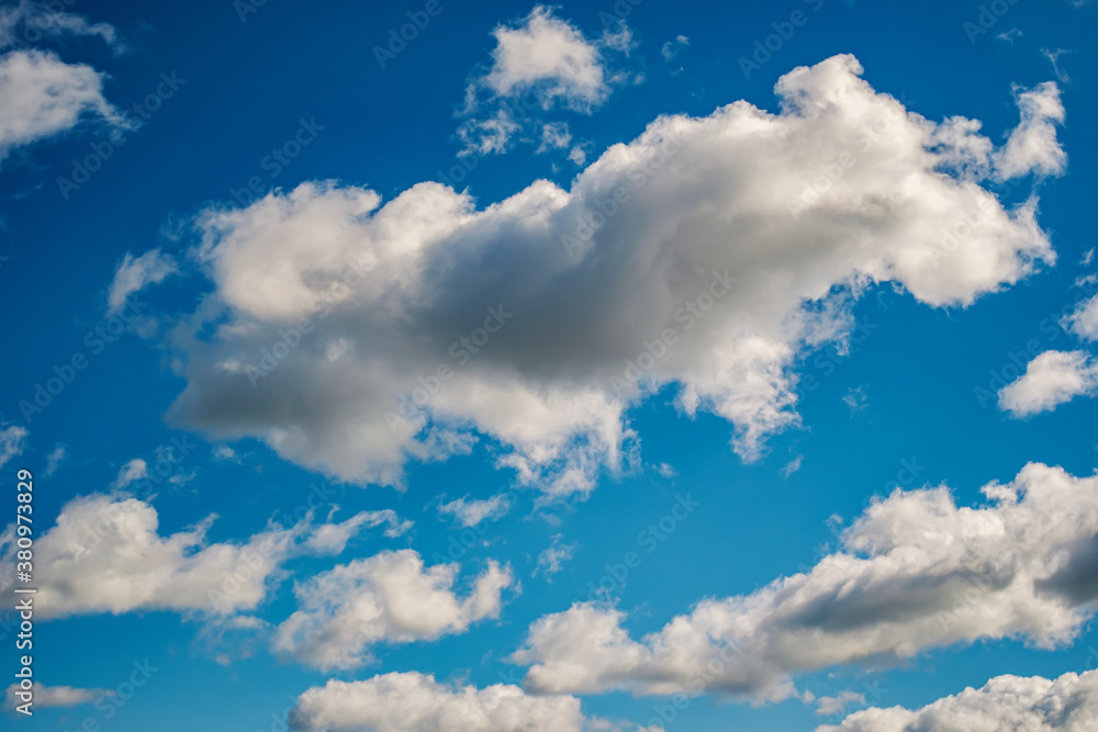 Fototapeta premium Blue sky background with a tiny clouds