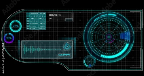 Science-Fiction hightech HUD with visor, automatical countdowns and hightech content, Loop, 4k DCI photo