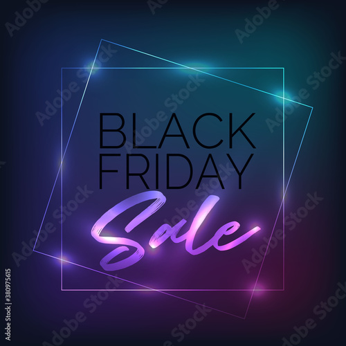 Black Briday sale vector neon banner