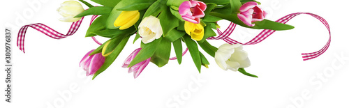 Pink, yellow and white tuli...