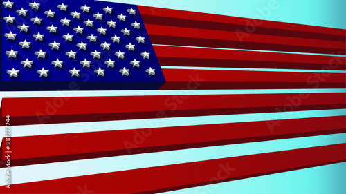 The flying gradient flag of USA in 3d. Vector illustration. 