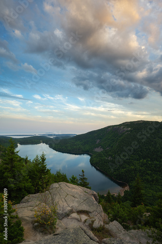 Ledge overlooking Jordan Pond in Acadia National Park