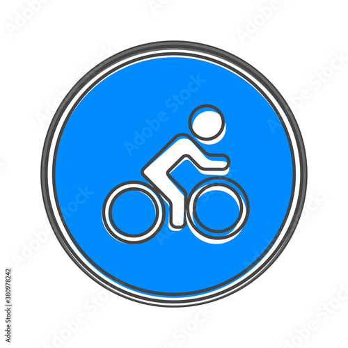 Vector icon road sign only for cyclists cartoon style on white isolated background.