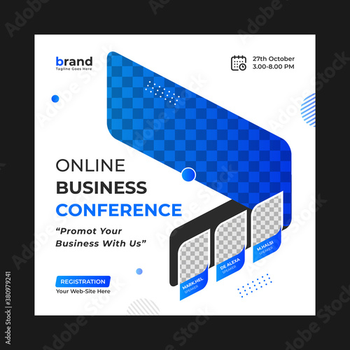 Invitation web banner to the  business conference.  web banner template design with vector.Social Media Banner and square  Annual business conference Web Banner.