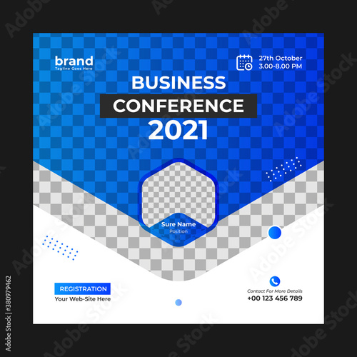 Invitation web banner to the  business conference.  web banner template design with vector.Social Media Banner and square  Annual business conference Web Banner.