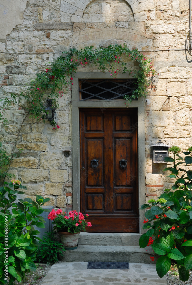 Shaded doorway in Passignano Chianti Tuscany Italy