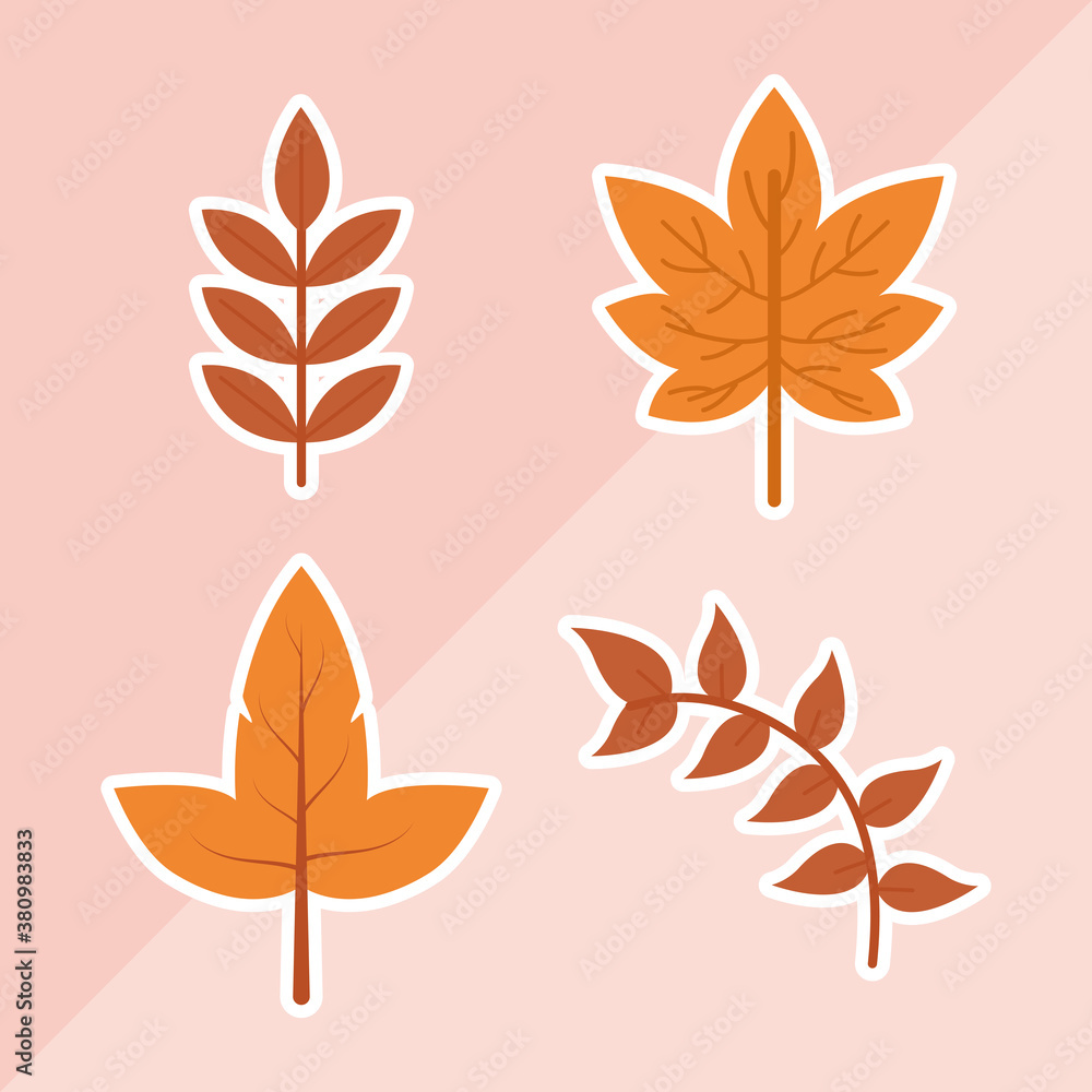 Isolated autumn leaves set vector design Isolated autumn leaves set vector design