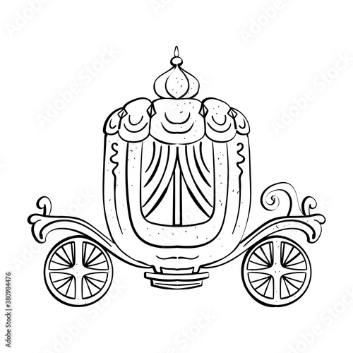 Carriage decorated Hand drawn vector illustration. Black and white illustration