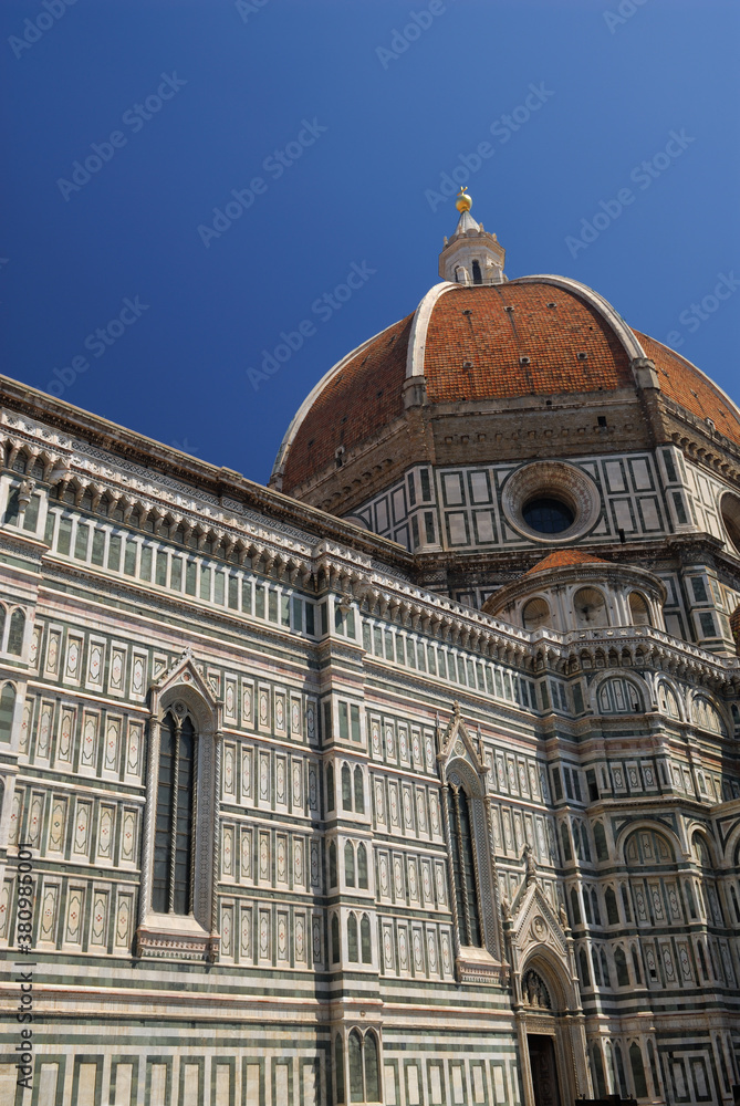 Looking up to Duomo in Florence with the Brunelleschi dome