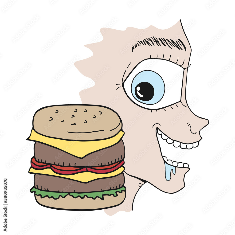 Fototapeta premium Design of funny face and burger