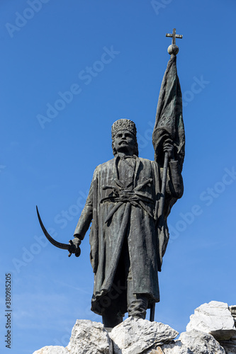 Statue of Tudor Vladimirescu  on  September 25, 2020 in Targu-Jiu. He was a Romanian revolutionary hero, the leader of 1821 revolution. photo