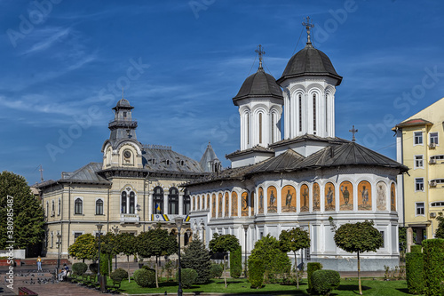 istoric building in the Prefecture Square in Targu-Jiu, Romania