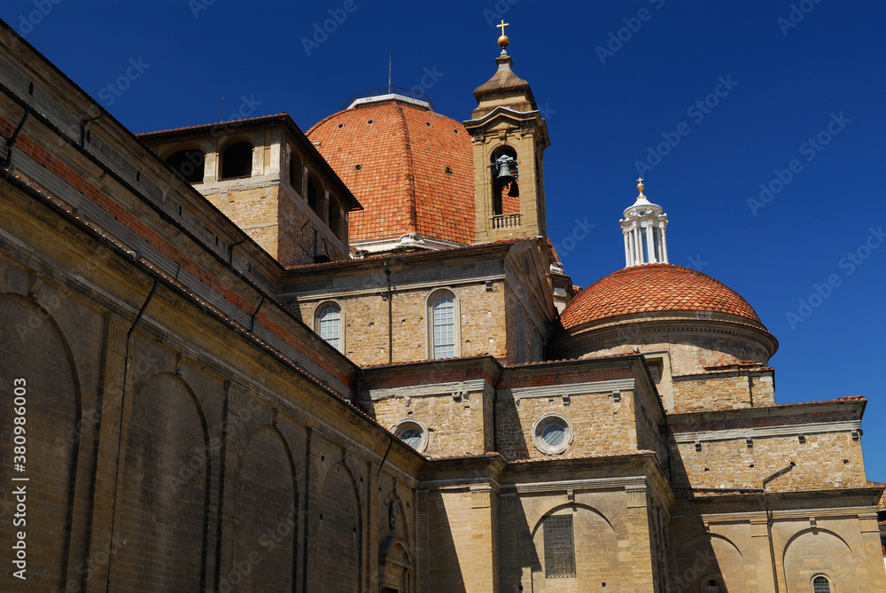 Domes and bell tower of Basilica of San Lorenzo in Florence Italy