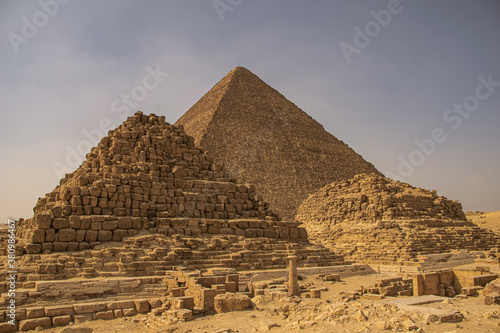 Panoramic view from Giza Desert  Architecture and historical place from Egypt  El Cairo 2018