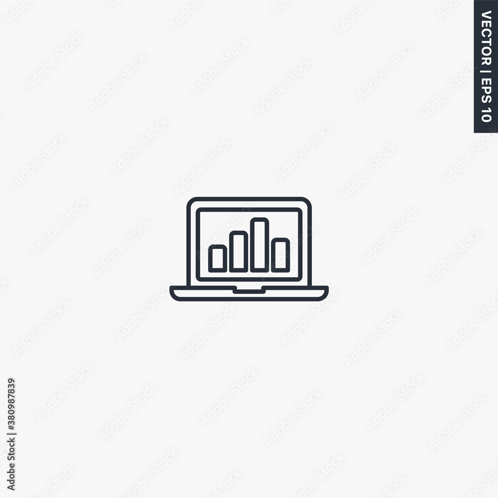Laptop graph, linear style sign for mobile concept and web design Laptop graph, linear style sign for mobile concept and web design