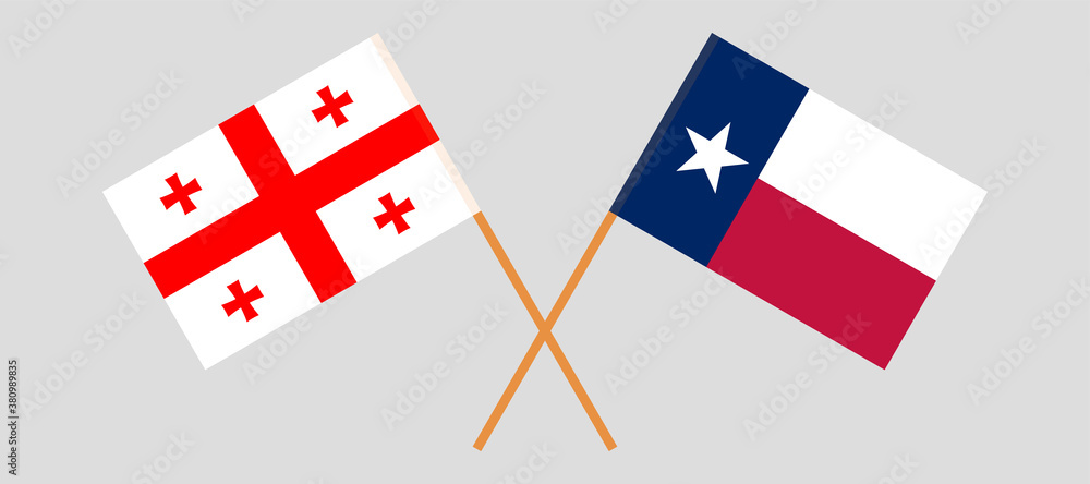 Crossed flags of the State of Texas and Georgia