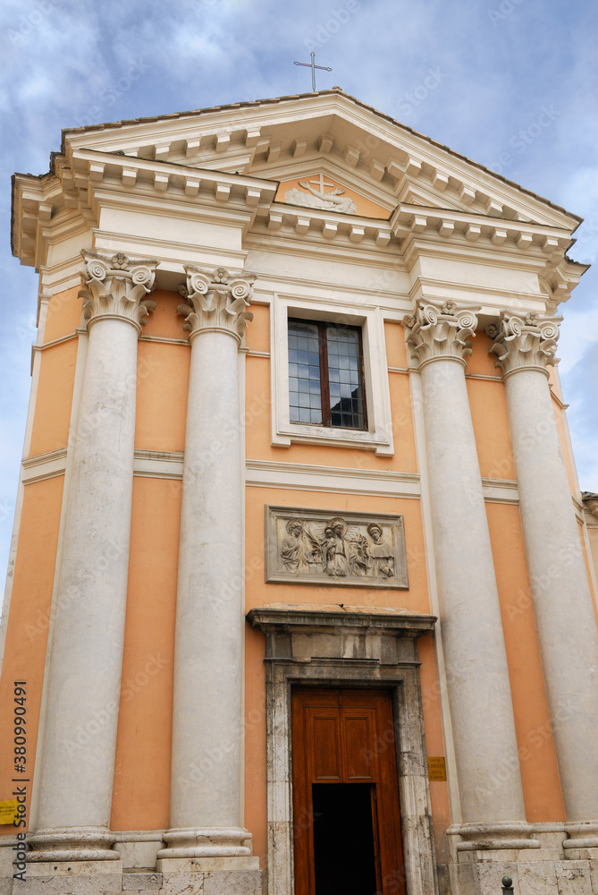 Exterior of Saint Ansano church in Spoleto Italy