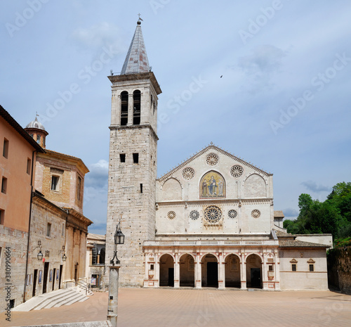 Cathedral of Santa Maria dell Assunta and main square in Spoleto Italy © Reimar