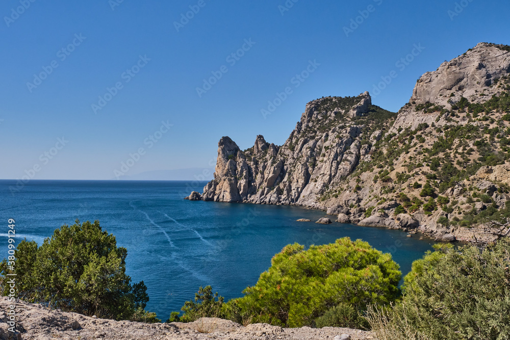 Crimean peninsula. Views of the Blue Bay. National botanical reserve New World