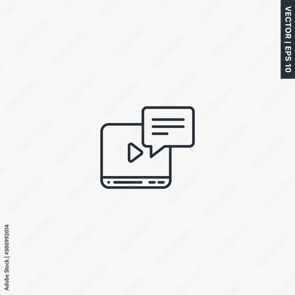 Video notification, linear style sign for mobile concept and web design Video notification, linear style sign for mobile concept and web design