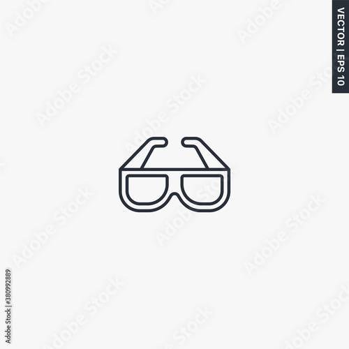 3d glasses, linear style sign for mobile concept and web design