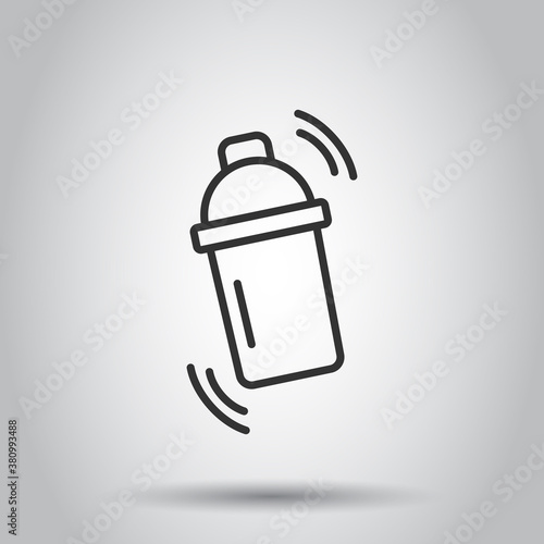 Shaker cocktail icon in flat style. Alcohol bottle vector illustration on white isolated background. Bar drink business concept.