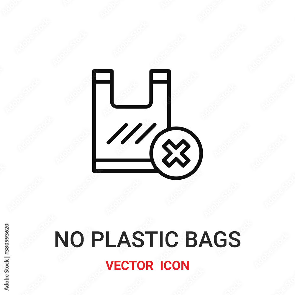 no plastics bags icon vector symbol. no plastics bags symbol icon vector for your design. Modern outline icon for your website and mobile app design.