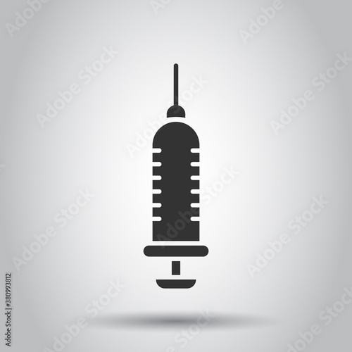 Syringe icon in flat style. Inject needle vector illustration on white isolated background. Drug dose business concept.