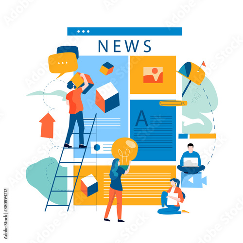 Online news, news update, news website, electronic newspaper flat vector illustration design. News webpage, information about activities, events, company announcements and informations