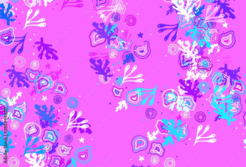 Light Pink, Blue vector pattern with random forms.