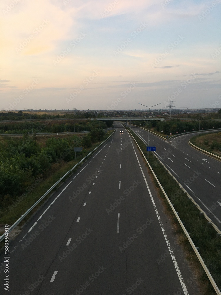 highway at sunset