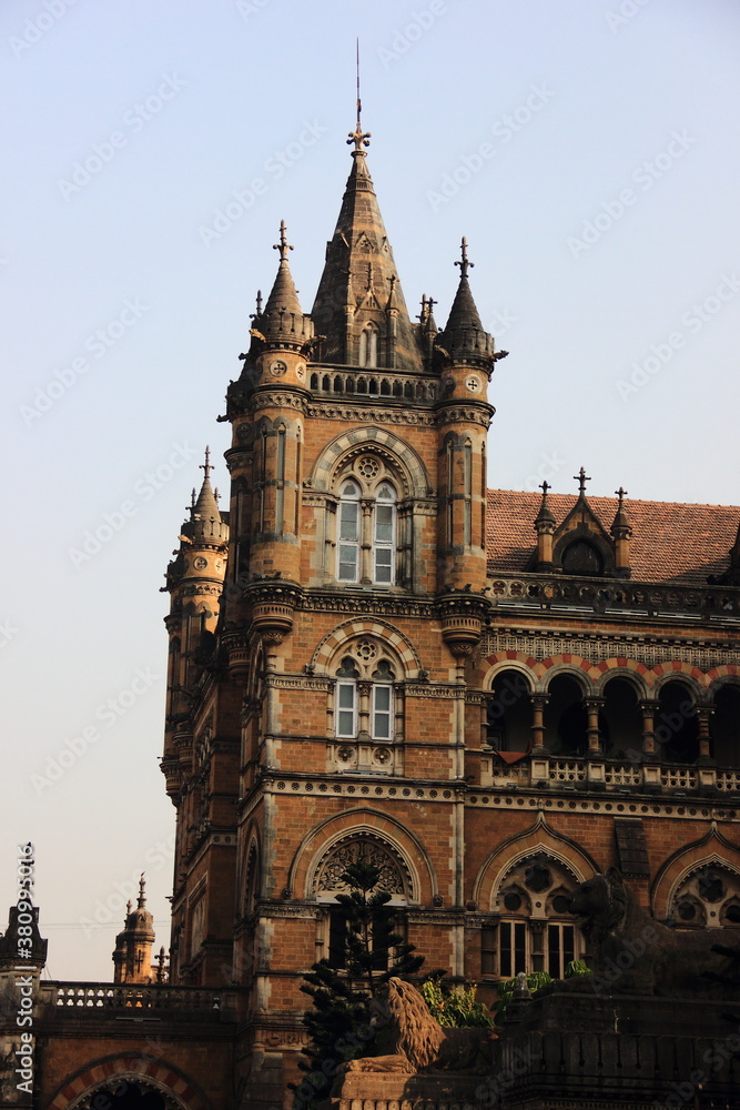 Chhatrapati Shivaji Terminus (CST) train station in Mumbai, India with beatiful architecture