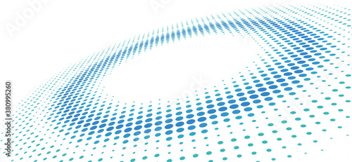 Dotted disc surface in perspective with halftone effect
