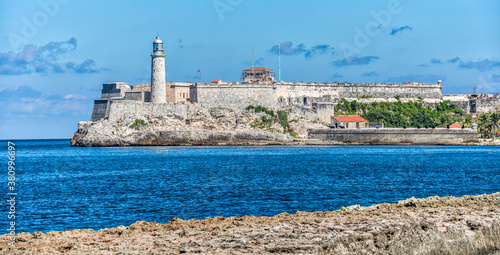 A view of the malecon lighthouse in Havana Cuba
