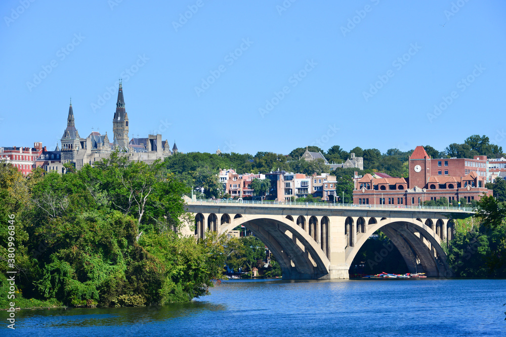 Georgetown and Key Bridge over Potomac River - Washington D.C. United States
