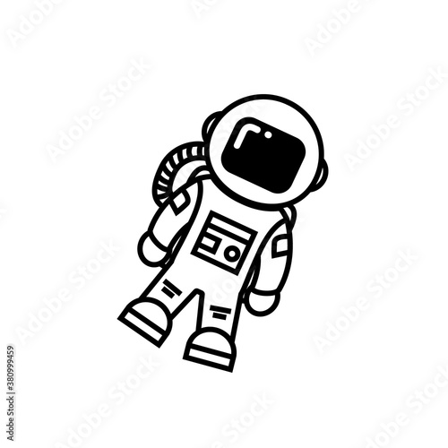 
Black and white astronaut. Vector illustration. 