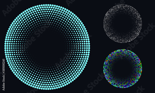 Abstract vector circle form halftone dots as icon, logo or design element for medical, treatment, cosmetic.