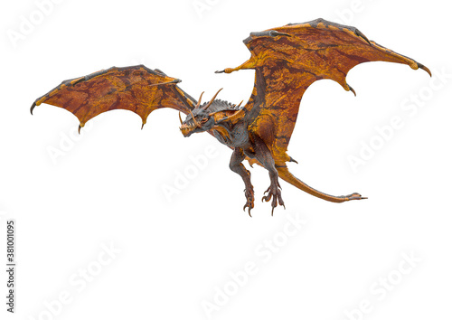 master dragon is flying in white background