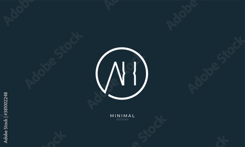 Alphabet letter icon logo AH