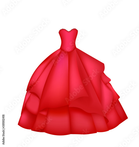 Princess red dress. vector illustration