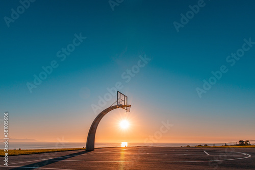 Sunset basketball court shot in San Pedro