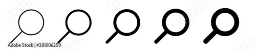Magnifying glass instrument set icon, magnifying sign, glass, magnifier or loupe sign, search – vector