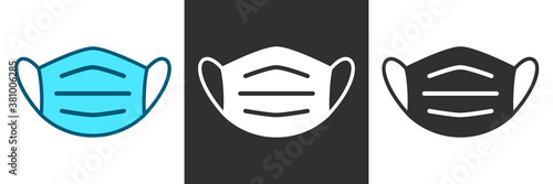 Protective individual face mask line icon sign - stock vector