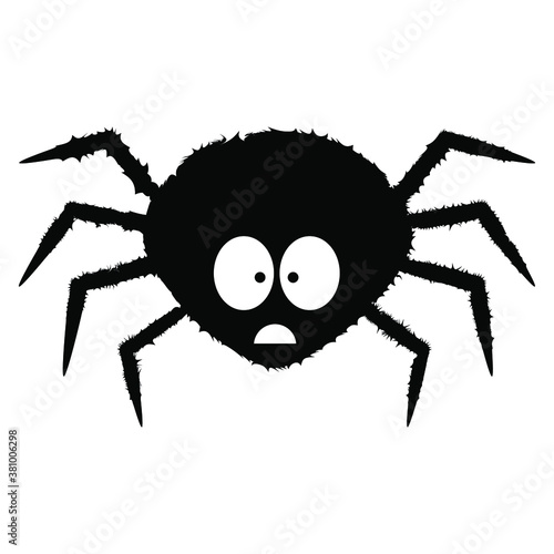 Vector dimensionless graphics. Funny, cute, sad, scared and fluffy spider. A traditional character for Halloween.