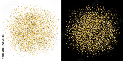Shine gold dust on white and black background for design – stock vector