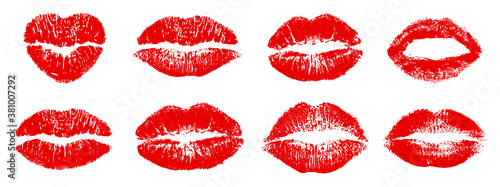 Set different imprint kiss lips – stock vector