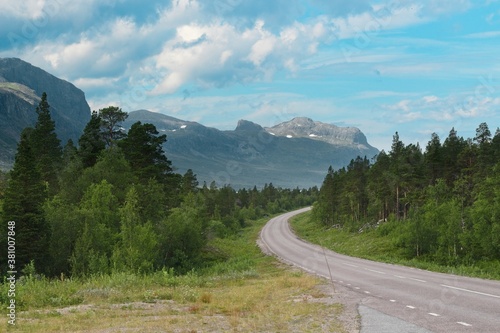 Amazing mountain view in Lapland. Stora Lulevatten area, Norrbotten, Sweden. photo