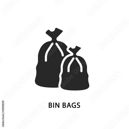 Bin Bags glyph flat icon. Vector illustration silhouette garbage bags