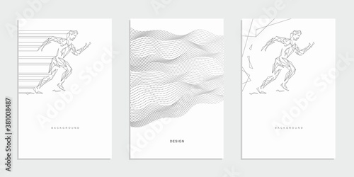 Abstract geometric technological banner. Corporate identity flyer. Vector set background.